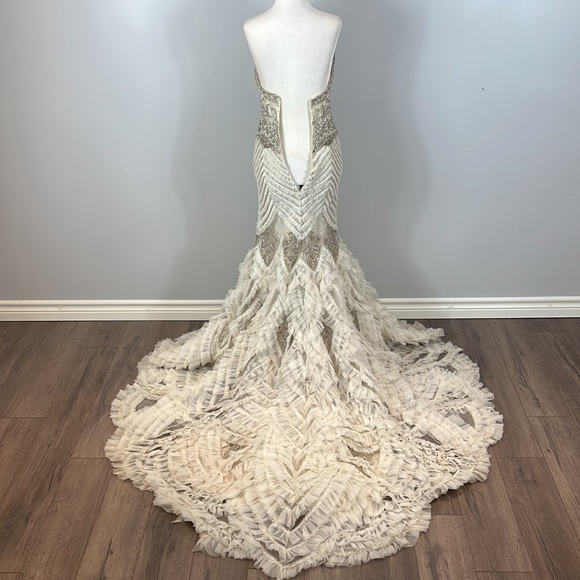 Eve of Milady Amalia Carrara Silk Sequin Swarovski Crystal Trumpet Mermaid Gown - Picture 6 of 17